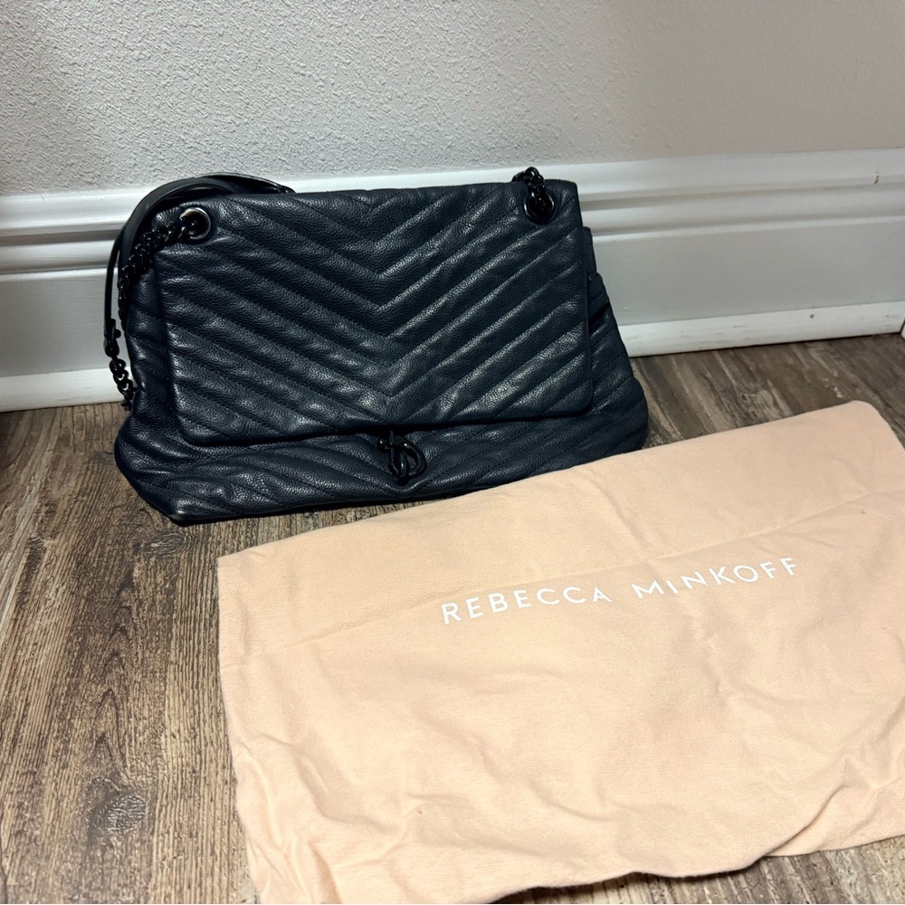 Rebecca Minkoff Chevron Quilted Black Shoulder Bag